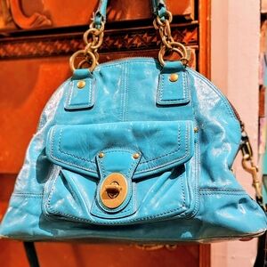 Coach Legacy Limited Edition Francine Kisslock Clasp SATCHEL & WALLET. Turquoise
